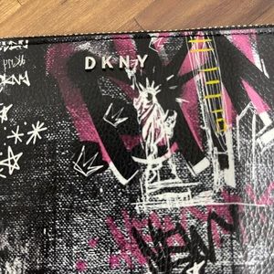 DKNY graffiti clutch wristlet